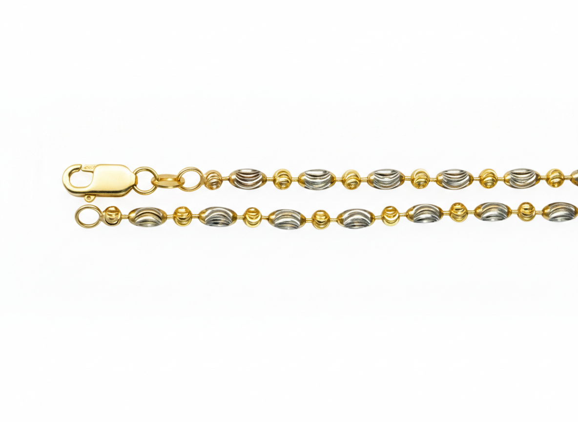 2.5mm Ball and white Oval Diamond Cut Chain
